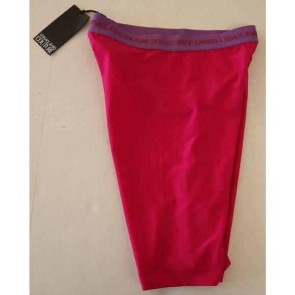 Versace Jeans Couture Women's Sz 40 US 4 Pink Lycra Logo Band Bike Shorts $150 - Picture 6 of 9